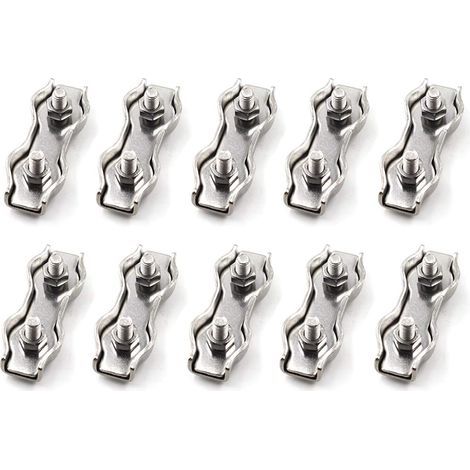 M2 Pinza per morsetto a fune metallica in acciaio inox 304, 10 pezzi (1/4)