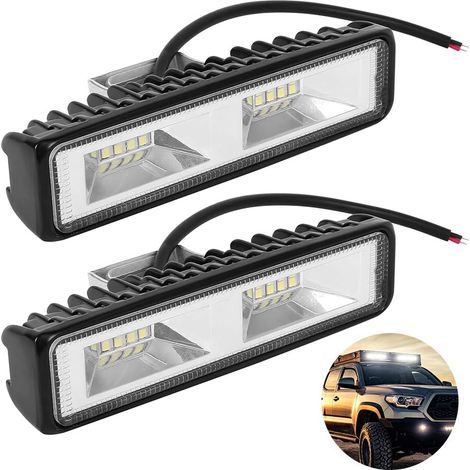 2 PCS projecteur travail LED, Barre de travail LED pour véhicule Bateau Camion Voiture SUV VTT 48W 12-30V (1/5)