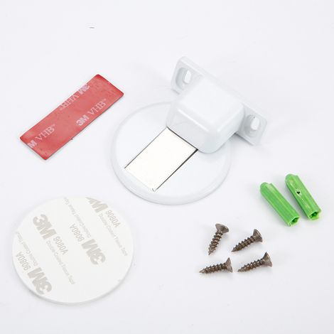 Butée De Porte Invisible ,Butée De Porte Magnétique en Acier Inoxydable,Avec Adhésif,Aucun Perage Requis,Convient aux Joints De Porte Entre Environ 0,2 à 0,4 cm(4pcs,Blanc) GROOFOO (1/5)