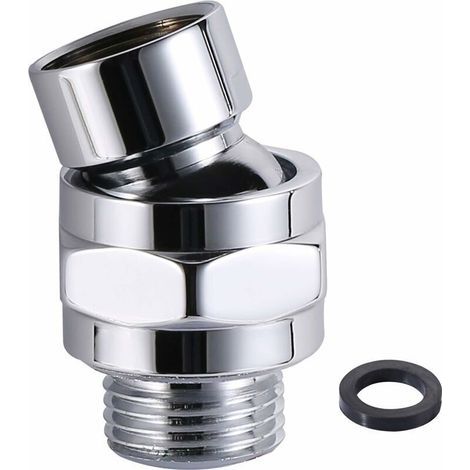 Connecter à Bras de Douche Connecteur de Douche Adaptateur Pivotant RéGlable d'angle de TêTe de Bras de Douche à Rotule en G1/2 Laiton Chromé (1/5)