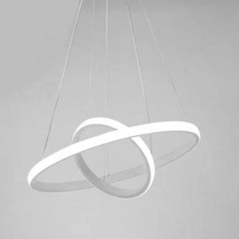 TRADE SHOP - Lampadario Sospeso Led 60w 2 Cerchi Pendente Rotondo Anelli Bianco Luce 6500k 50286 -