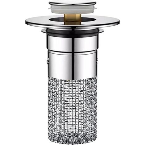Bouchon de cheveux pour vidange d'évier – Filtre de vidange d'évier de salle de bain – En acier inoxydable – Noyau en laiton – Filtre de drainage d'évier – Attrape-cheveux anti-encrassement d'évier de (1/5)