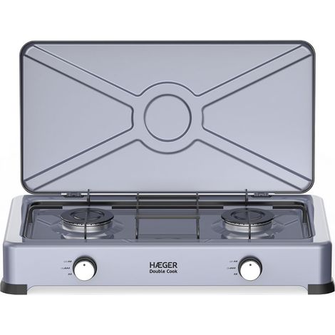 HAEGER FOGAREIRO GAS 2 BICOS 70 E 80MM DOUBLE COOK CINZA