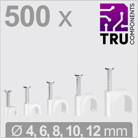 TRU COMPONENTS T24CA128 Nagelschellen  TC-13448464 Bündel-Ø-Bereich 2 bis 12 mm   Weiß 500 St.