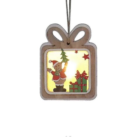 Décorations de Noël - Suspension lumineuse en bois - Décoration créative pour sapin de Noël - Cadeau de Noël - 4 pièces - Bois de couleur (1/4)