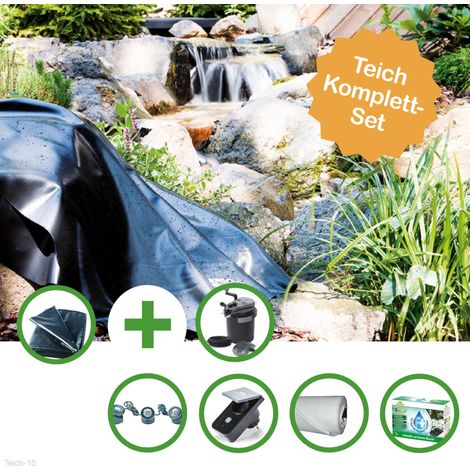 TEICH SET "HAVEL" - MITTLERER FOLIENTEICH - TEICHFOLIE 30 QM MIT VLIES, SMARTLINE DRUCKFILTER SET UND SMART PLUG