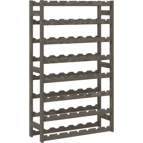 Wine Rack for 56 Bottles Grey Solid Wood Pine vidaXL