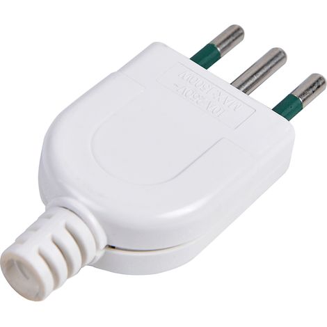 SPINA ELETTRICA BIANCA S11 10A 2 POLI + TERRA ASSIALE - IDEALE PER IMPIANTI DOMESTICI CIVILI ED ELETTRONICI (1/2)