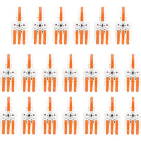 20 connecteurs de fil SPL 1 entrée 3 sorties, répartiteur à pression, bornier de conducteur en T (orange) (1/5)