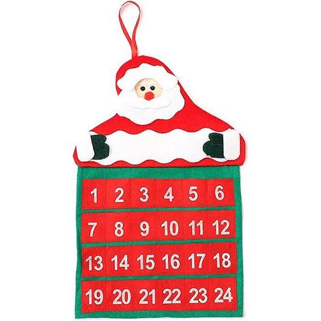 Calendario de pared navideño de terciopelo con Papá Noel, decoración navideña (1/5)