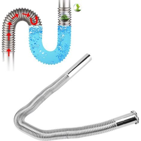 Tuyau de Vidange d'éVier Flexible, Filetage G1-1/4 en Laiton, Tuyau de Vidange d'éVier de Salle de Bain de Cuisine en Forme de U, pour Vidange d'éVier (1/5)