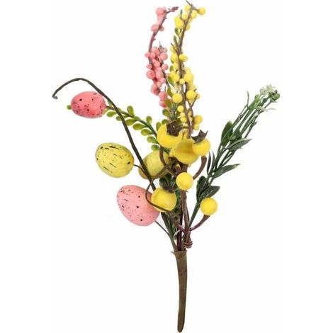 Branche de Pâques PIK avec œuf 26 cm jaune et rose