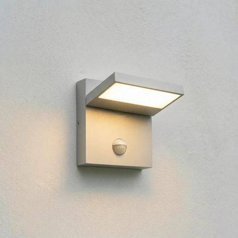 [NEUWERTIG] B-Ware Lucande Außenlampe Silvan LED Wandleuchte Gartenlampe mit Sensor IP54 steingrau (1/2)