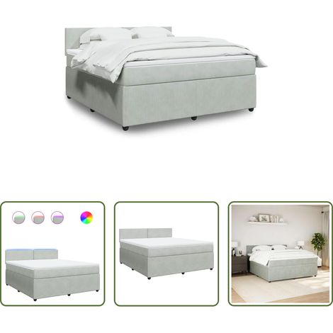 vidaXL Surmatelas - Sommier à lattes de lit et matelas Gris clair 180x200cm Velours (1/5)