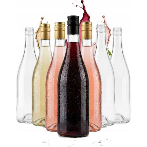 30 botellas de vidrio para vino de 1 litro, incoloras, para vino, vodka y licores.