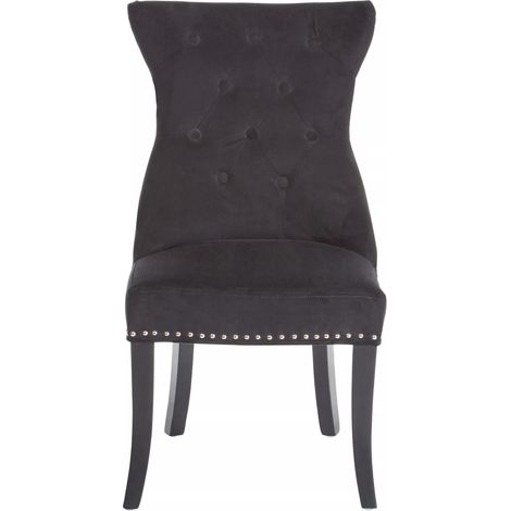 Interiors by Premier Black Cotton Velvet Dining Chair, High Quality Velvet Chair, HighBack Accent Chair, Cozy Borg Chair (1/5)