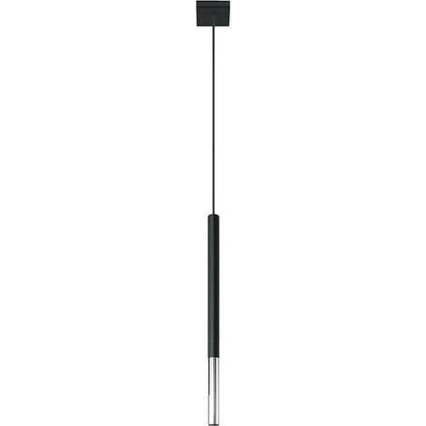 Pendelleuchte schwarz Metall Hängeleuchte schwarz Zylinder Hängelampe schwarz Modern, aus Stahl mit chrom Akzent, 1x G9, DxH 8x110 cm