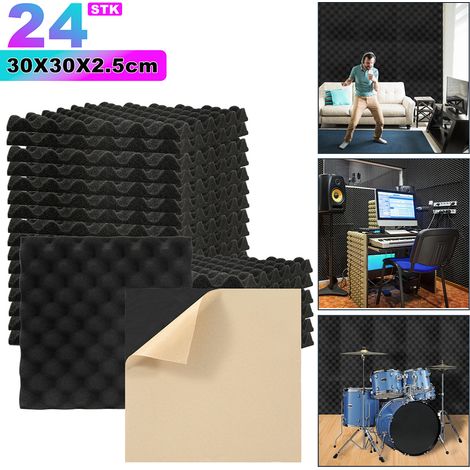 Randaco Mousse acoustique Mousse Acoustique pour Podcasting, Studios d'enregistrement, Bureaux 24X 30x30x2.5cm Wellenmuster (1/5)