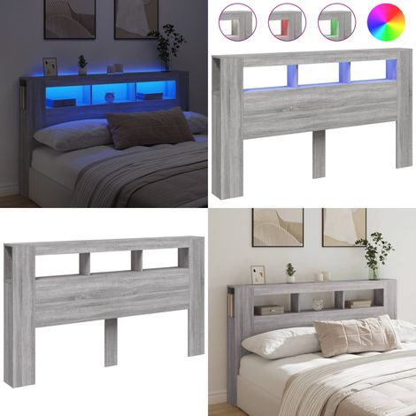 LED-Kopfteil Grau Sonoma 180x18,5x103,5 cm Holzwerkstoff vidaXL