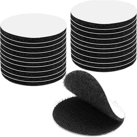 20 extra starkes doppelseitiges Klebeband, starker doppelseitiger Klebestreifen, wiederverwendbares rundes rechteckiges Klettband, 5 x 5 cm (Schwarz) (1/5)