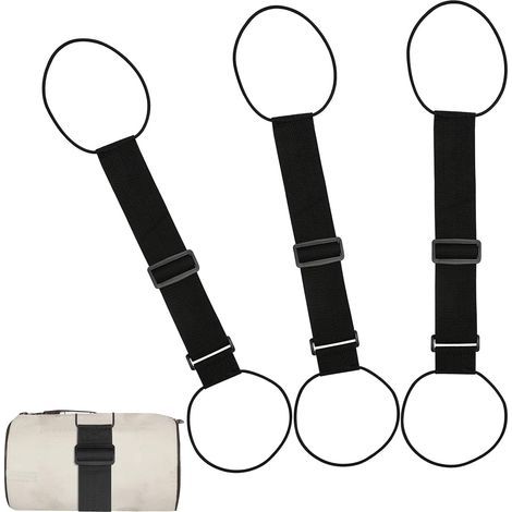 Sangles de fixation élastiques, lot de 3 sangles élastiques pour bagages, sangles de bagage réglables pour valise, accessoires de voyage portables pour valise, noir (1/5)