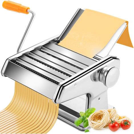 Machine à nouilles, machine à nouilles avec 8 réglages d'épaisseur, machine à nouilles avec plaque en acier, rouleau et coupe-pâtes (1/5)
