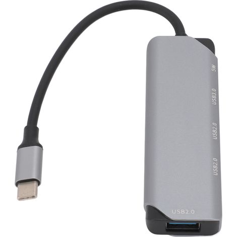 Hub USB-C vers USB 4 ports ultra-fin avec 3 ports USB 2.0 et 1 port USB 3.0. Charge rapide 5 W. Compatible Windows et Linux. (1/5)