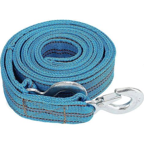 Sangle de remorque avec crochet, 13 pieds de long, capacité de charge de 5 tonnes, matériau en nylon robuste, compatible avec les voitures, les VUS, les VR, les VTT et les remorques. (1/5)