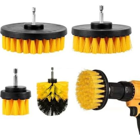 Drill Cleaning Brush Set, 4 2''/ 3.5''/ 4''/ 5'', Yellow for Cleaning Bathtubs, Bathroom Sinks, Kitchen Sinks, Kitchen Walls - (1/5)