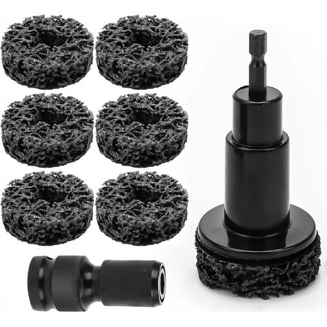 Kit de Nettoyage de Moyeux de Roue, Compatible avec Perceuses et Clés à Chocs 1/2 Pouce, Structure ABS, Multifonction, avec Adaptateur et 6 Meules (1/5)