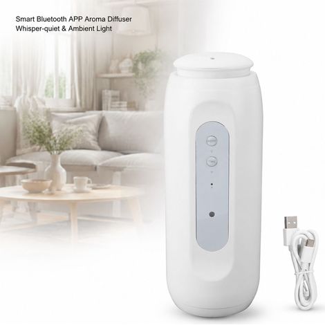 Diffuseur d'Huiles Essentielles - USB Rechargeable - Contrôle APP - Silencieux 32dB - 100ml - Blanc - pour Maison et SPA (1/5)