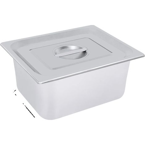 Recipiente para almacenar alimentos, acero inoxidable duradero, tapa que conserva el calor, 26,5 cm de ancho. (1/2)