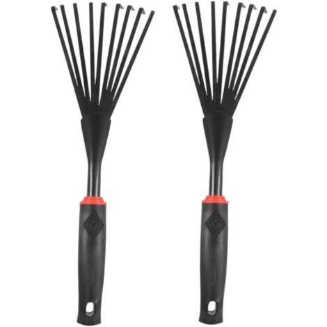 2 Pièces Râteau de Jardin Ergonomique Plastique Noir Lot de Outils de Désherbage Pratiques pour Jardinage Ameublissement et Entretien des Plantes