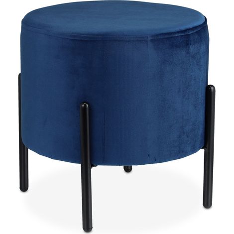 Sgabello da terra moderno 40 x 40 x 45 cm seduta morbida decorativo in velluto blu 130011073