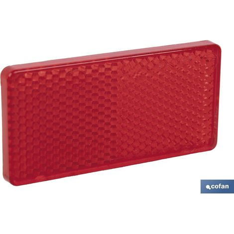 Catadioptrique rectangulaire rouge 71 x 35 mm avec adhésif résistant aux intempéries (1/4)