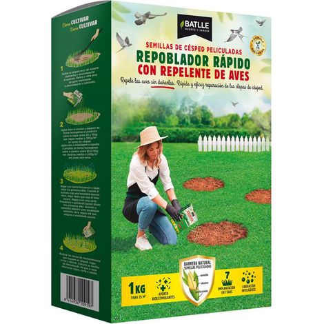 Semillas césped repoblador rápido con repelente de aves Batlle 1 kg (1/2)