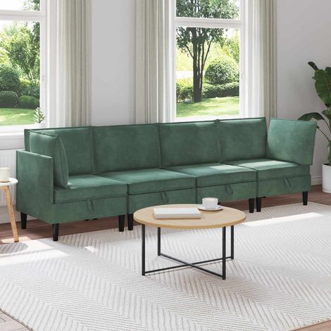 Juego de muebles de salón con cojín 4 pcs Verde Mar Terciopelo