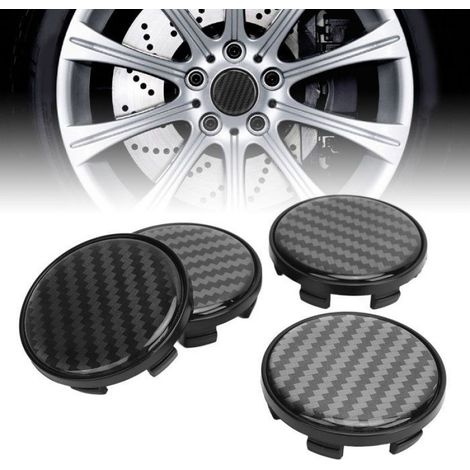 Capes centraux de roue 4pcs Coupages de roue Capes en plastique Couvre-bouchon central de style fibre de carbone auto roue (1/4)