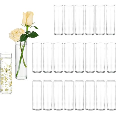 Petit Vase en Verre pour Fleurs - 24 Vase Transparent Verre pour Decoration Mariage - 15cm de Haut Vases Cylindrique Transparent pour Centre de Table Decoration Interieur (1/5)