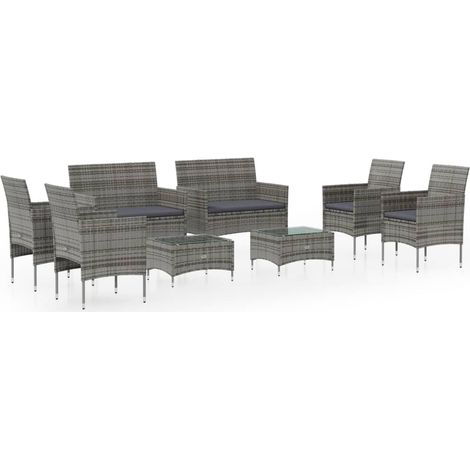Maison Exclusive - 8-tlg. Garten-Lounge-Set mit Auflagen Poly Rat