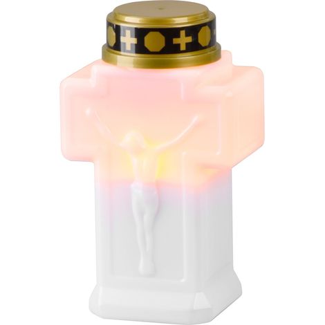 Kerze MagicHome, Kreuz, LED, für Grab, weiß, 2xAA, 15x9 cm, (inkl. 2xAA) (1/4)