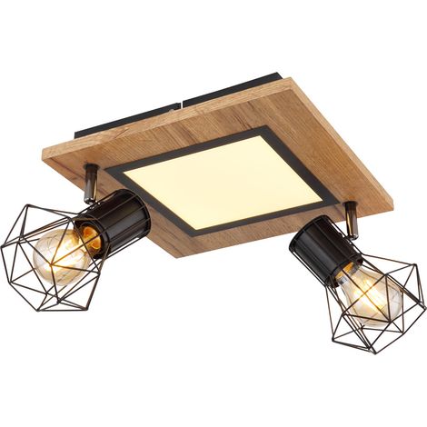 Globo PRISKA Double spot de plafond, noir mat, 3 LED intégrées, culot E27, 3000 K (1/5)