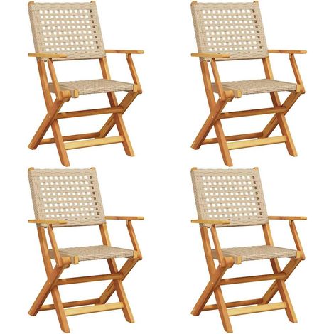 Maison Exclusive - Gartenstühle 4 Stk. Klappbar Beige Poly Rattan