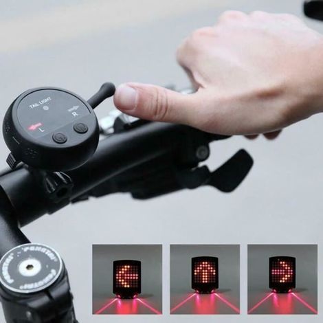 pair EBTOOLS feu de virage à distance sans fil Vélo vélo télécommande sans fil direction frein clignotant lampe USB feu arrière (1/4)