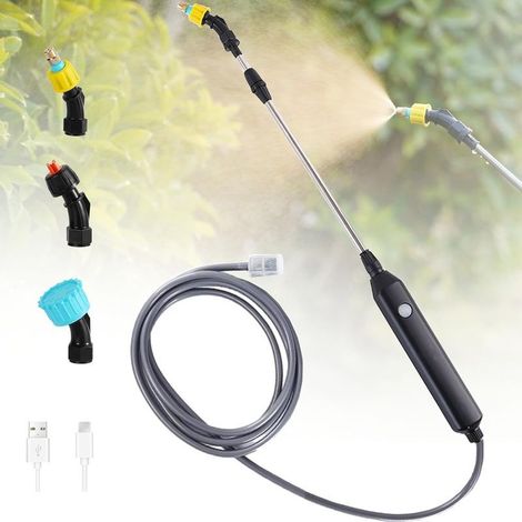Pulvérisateur Électrique de Jardin avec 3 Buses et 4M de Tuyau, USB Rechargeable, pour Protection des Plantes, Désherbage et Lavage de Voiture (1/5)