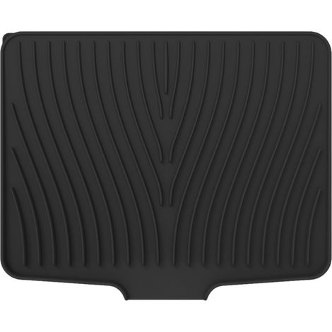 Tapis de cuisine en silicone avec égouttoir intégré, antidérapant et résistant à la chaleur, idéal pour les plans de travail, noir, 40 x 33 cm (1/5)
