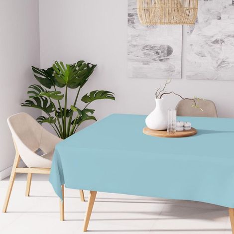 Nappe anti-tâches carrée 180x180 cm ALIX bleu glacier, par Soleil d'ocre
