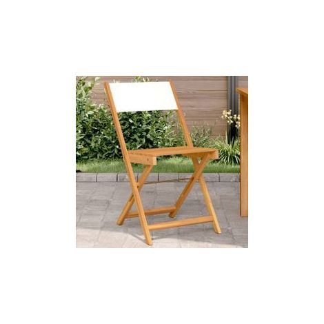 Chaises de bistrot lot de 2 blanc crème bois acacia et tissu (1/5)
