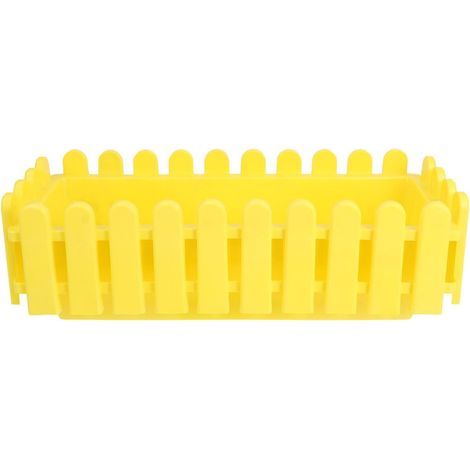 Jardinière Rectangulaire Extérieure en Plastique Jaune 42,2 X 17,2 X 13,5 Cm pour Plantes Vertes et Succulentes, Pot de Fleurs Moderne pour Balcon et Intérieur, Jardinière en Pot (1/5)