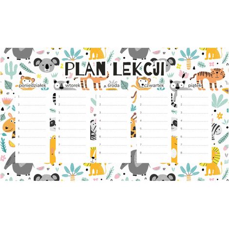 Plan de lección magnético: Aventura infantil en el zoológico (45 x 26 cm)